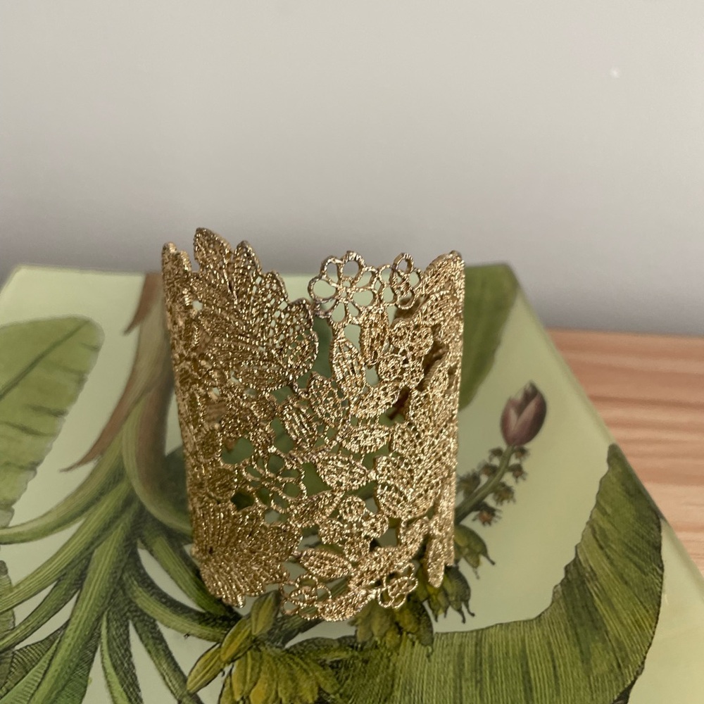 Stella & Dot Elegant Gold Lace Cuff Bracelet